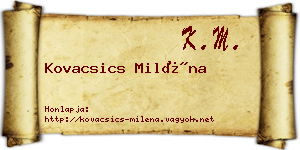 Kovacsics Miléna névjegykártya